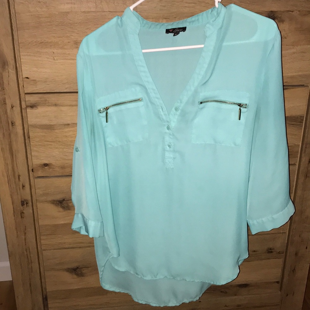 Guess turquoise 3/4 sleeve dress shirt